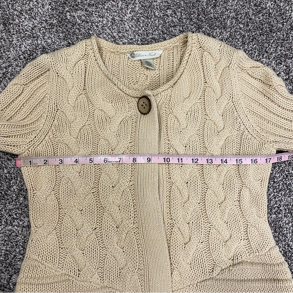 Jillian Nicole Knit Cable Knit Cardigan Tan/Beige Women’s Small Fisherman - Picture 5 of 6